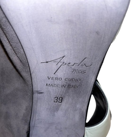 Aperlai Nero Velluto Color Block Leather Suede High Heels EU39 8.5 Stiletto - Picture 13 of 13